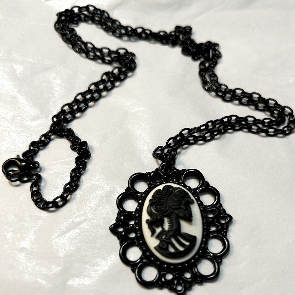 Halloween Skeleton Cameo Necklace